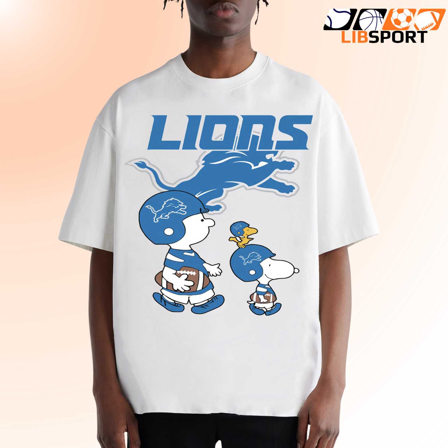 Cute Snoopy Football T-Shirt, Detroit Lions Spirit Tee, Cartoon Streetwear Top